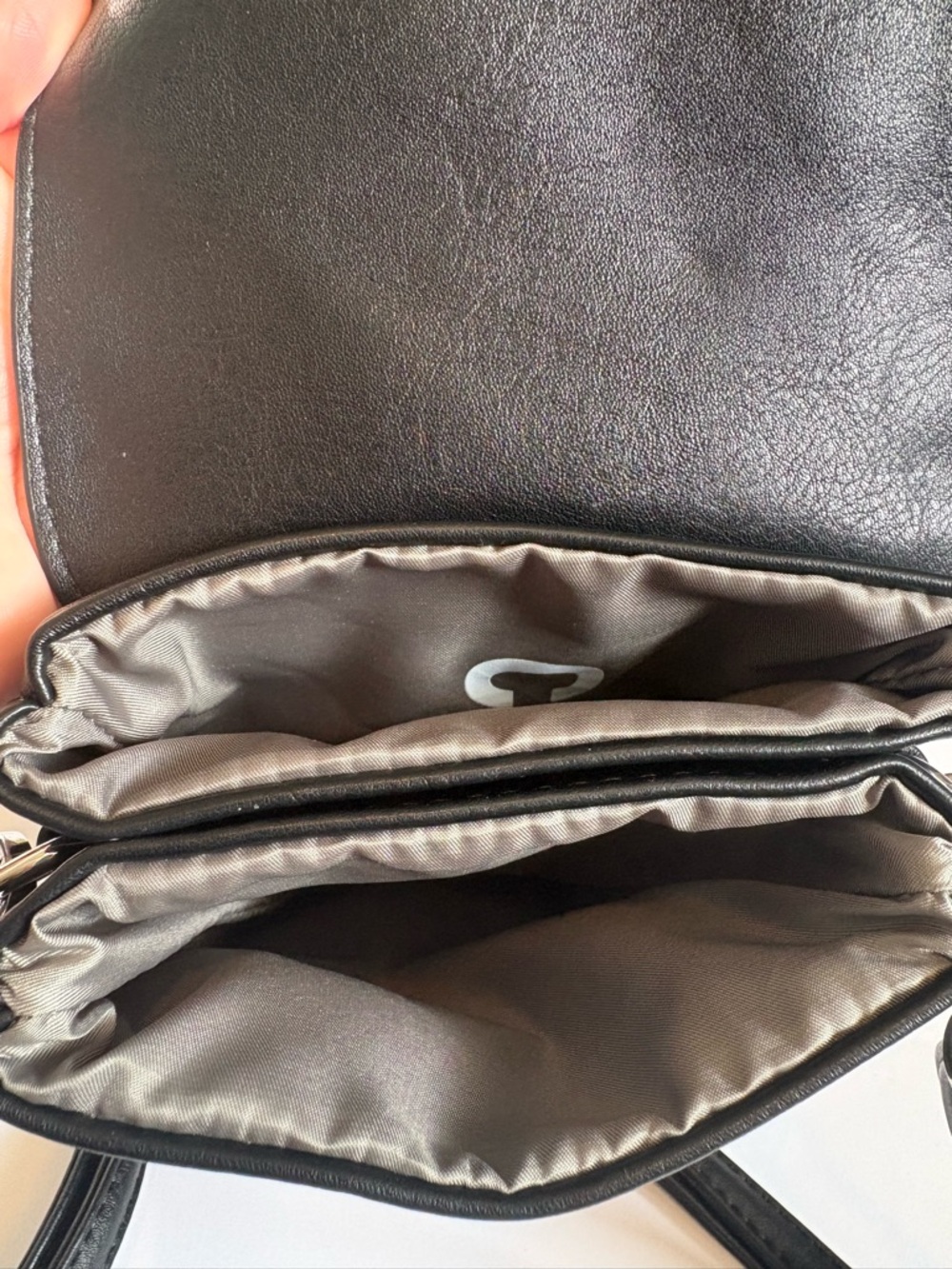 Colab Black Vegan Leather Crossbody bag with Flap. 3 compartments, card holder. - Picture 9 of 14